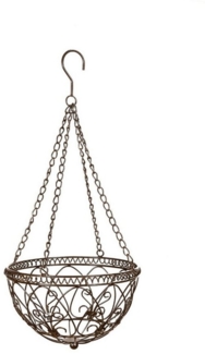 finehomegarden Blumenampel Hängeampel mit Kette Hängekorb Metallampel Blumenampel, Pflanzkorb Ø25cm L63,5cm Pflanzgefäß Garten / Paket