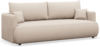 Selsey 'Ovo Mini' 3-Sitzer Schlafsofa mit Bettkasten, Chenille Easy-Clean, creme