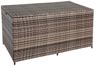 Auflagenbox Poly Rattan 870 Liter XXL Kissenbox Aufbewahrungsbox Beige-Braun