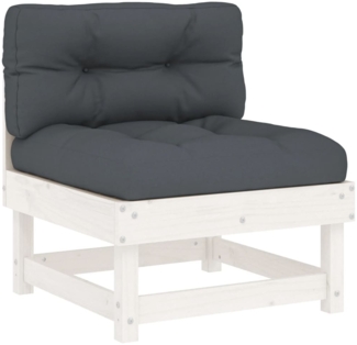 vidaXL Mittelsofa mit Kissen Weiß Massivholz Kiefer 825430