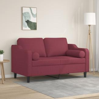 2-Sitzer-Sofa mit Zierkissen Weinrot 120 cm Stoff 3200843