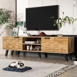 STILVORA Wohnzimmer-Set mit offenen Fächer,Lowboard Fernsehschrank mit Dämpfungsscharniere, (Fernsehtisch,TV-Board,TV-Ständer, 1-St, 2 Türen, 2 offenen Fächern), mit Holzmaserungsdesign