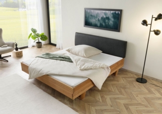 Massivmoebel24 Massivholzbett FICHTELBERG (Eiche 140 x 200 x 85 natur geölt, Kopfteil anthrazit FICHTELBERG #25), Eiche 140 x 200 x 85 natur geölt, Kopfteil anthrazit FICHTELBERG #25