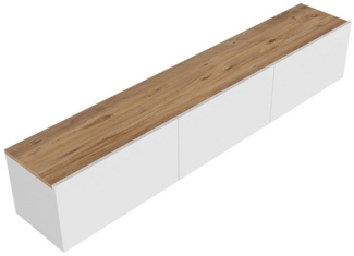 Stylish TV Stand, 150 cm Wide, White & Atlantic Pine | 100% Melamine Coated Chipboard, 30 cm Height, 32 cm Depth | Modern Design for Living Room & Entertainment Spaces