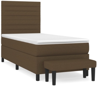 vidaXL Boxspringbett mit Matratze Dunkelbraun 80x200 cm Stoff, Härtegrad: H2 [3136632]