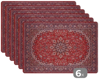 MuchoWow Platzset Teppich - Perserteppich - Rot, (6-St), Platzsets, Tischset, Abwaschbar, Tischsets, Platzdeckchen