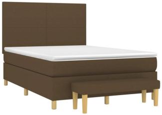 vidaXL Boxspringbett mit Matratze Stoff Dunkelbraun 140 x 190 cm, Härtegrad: H2 [3136992]