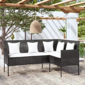 vidaXL Sofa in L-Form mit Kissen Poly Rattan Schwarz 318587