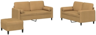 vidaXL 3-tlg. Sofagarnitur mit Kissen Braun Samt 3202011