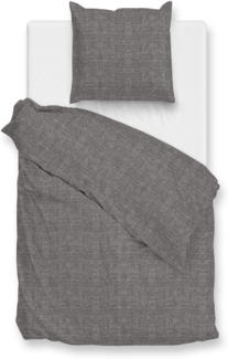 Zo! Home Flanell Bettwäsche 155x220 Flanella di Lino Dark Grey uni Melange grau
