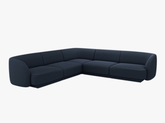 Micadoni 5-Sitzer Symmetrisches Ecksofa Miley Boucle Baloo Dunkelblau