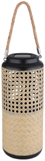 LED Solarleuchte, Bambus, schwarz-braun, H 45 cm