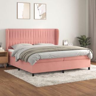 vidaXL Boxspringbett mit Matratze Rosa 200x200 cm Samt 3129356