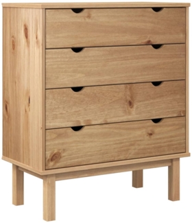 Schubladenschrank, Massivholz Kiefer, 76,5 x 39,5 x 90 cm, Natur