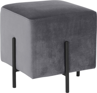 loft24 Polsterhocker Roland (1 St), Hocker, Fußhocker Bezug in Samtoptik, Metallgestell, Sitzhöhe 42 cm