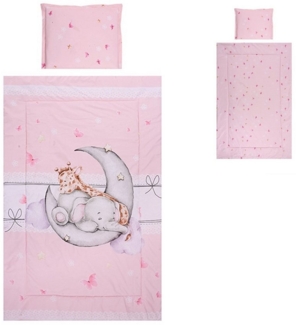 Lorelli Kinderbettwäsche 3-teilig, Decke 140 x 95 Kissen 43 x 35 Laken 150 x 100 rosa pink