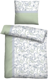 Traumhaft schlafen - Castell - Markenbettwäsche Mikrofaser Bettwäsche 0560987 PAISLEY, pistaziengrün, 1x 135x200 cm + 1x 80x80 cm