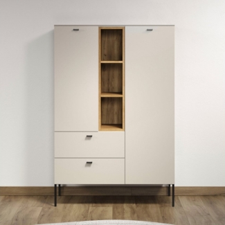 Places of Style Highboard San Pedro (1 St), Sideboard mit Griffen und Füßen aus Metall - (B/T/H) 93/42/140 cm