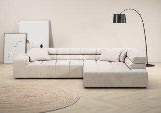 INOSIGN Ecksofa Ancona incl. Kopfteilverstellung, Zierkissen Breite 319cm, L-Form, wahlweise motorische Sitztiefenverstellung, auch in Cord + Easy Care