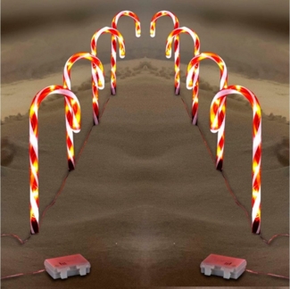 HAC24 LED-Lichterkette LED Zuckerstange Weihnachtsdeko Leuchtstab Gartenleuchtstäbe, mit Timerfunktion