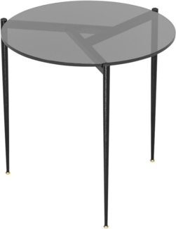 Runder Glas Beistelltisch 50 cm, Rauchglas Couchtisch Modern Wohnzimmer Garten