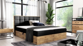 AX LIVING Boxspringbett 160x200 mit Bettkasten Vendio in Schwarz