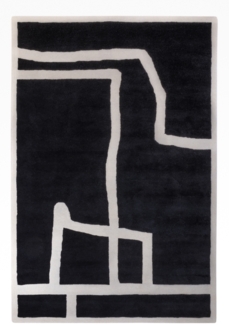 Morgenland Wollteppich - Urban-Edge - rechteckig - 240 x 190 - Schwarz-Weiß