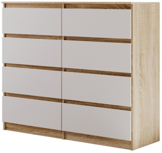 Beautysofa Kommode mit acht Schubladen LEMON, Breite: 120cm oder 140cm, viele Farbvarianten, mit 8 Schubladen