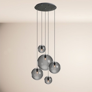 s.luce Pendelleuchte Orb 5-flammige Galerielampe Modular Rauch, Schwarz