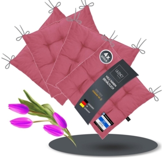 LILENO HOME Stuhlkissen Sitzkissen für Gartenstuhl, Küchenstuhl oder Esszimmerstuhl 40 x 40 x 6 cm, Bequeme Indoor u. Outdoor Stuhlauflage als Stuhl Kissen Pink