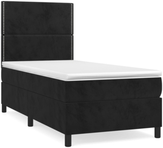 vidaXL Boxspringbett mit Matratze Schwarz 100x200 cm Samt 3142949