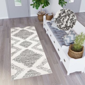 Tapiso Hochflor-Läufer DELHI, rechteckig, Höhe: 30 mm, Langflor Shaggy Modern Design Flauschig Wohnzimmer Schlafzimmer