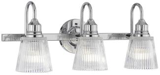 Elstead Lighting QN-ADDISON3-BATH QUINTIESSE Wandleuchte Addison G9 3W LED IP44 3000K Stahl, Chrom poliert; geripptes Glas klar L:19. 6cm H:24. 2cm B:61cm dimmbar
