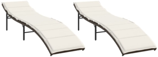 vidaXL Sonnenliegen 2 Stk. mit Auflagen Braun Poly Rattan 3277302