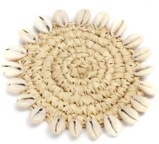 Die Raffia Shell Untersetzer - Natur - Natürlich - 12x12x1cm