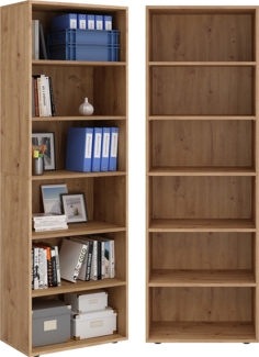 Bellamio 'Apol' Standregal, Regal mit 6 Ablagefächern, Eichenoptik, 176x60x33 cm, Bücherregal mit verstellbaren Böden
