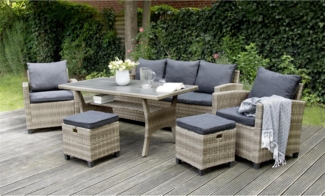 Bellavista Alpi II Dininglounge Set, Polyrattan, grau, für 7 Personen