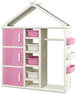 COSTWAY Kinderregal, Spielzeugregal in Hausform mit Boxen und Schubladen