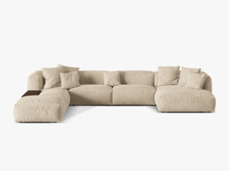 Micadoni Panorama-Ecksofa Martina 5-Sitzer Samt Helles Beige Links