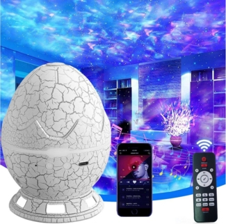 Sunicol LED-Sternenhimmel Dinosaurier Ei Galaxie Projektor mit Drahtlosem Musikplayer, Sternenhimmel Nachtlicht mit Weißem Rauschen, Timer & Fernbedienung