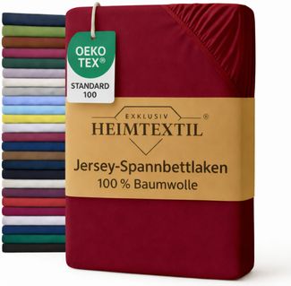 EXKLUSIV HEIMTEXTIL Marke Jersey Spannbettlaken 140 x 200 cm Bordeauxrot 100% Baumwolle Öko - Tex Zertifiziert Bed-Sheet Bettlaken Spannbetttuch Topper Leinentuch