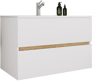 VCM Badmöbel Waschtisch Cosila 921954 Weiß / Honig-Eiche H. 51 x B. 81 x T. 47 cm