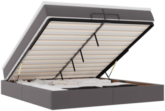 vidaXL Ottoman-Bett mit Matratzen Grau 200x200 cm Kunstleder 3311059