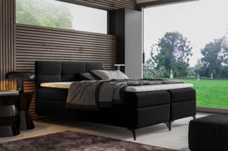 99rooms Festa Boxspringbett Kunstleder 200x200 cm Schwarz