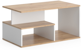Vicco Couchtisch Goldkraft Eiche/Weiß 90x49.4 cm, Hasso
