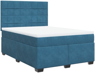 vidaXL Boxspringbett mit Matratze Blau 140x200 cm Samt 3290934