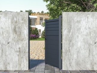 Vente-unique - Gartentor Flügeltor - 103x166 cm - Aluminium - Anthrazit - VIAZO