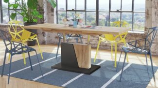 Mazzoni Couchtisch Grand Noir Eiche Gold-Anthrazit höhenverstellbar ausziehbar 120-180cm, Funktionstisch, Wohnzimmertisch, Tisch, Esstisch, Sofatisch