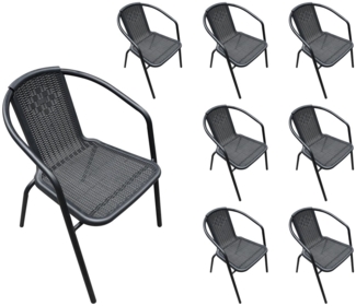 LC Garden Stapelstuhl Garvista 8er Set Stapelstuhl 56 x 62 x 72 cm schwarz