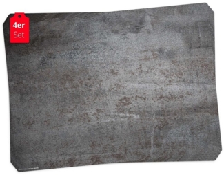 Tischsetmacher Platzset Tischset, Platzset abwaschbar - Stahlplatte Metalloptik, (aus erstklassigem Vinyl, 4-St, 44 x 32 cm / metalloptik), Tischdeko Made in Germany